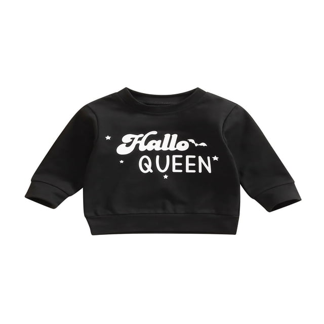 Sweatshirts d'Halloween pour Bébés Filles Garçons Imprimé Lettre Col Rond Manches Longues Pulls Automne Hiver Hauts Décontractés