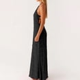 thumbnail image 2 of Yokua Women Backless Maxi Beach Dress Strap Smocked Flowy Vacation Lace-up Long Dress, 2 of 17