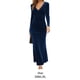 thumbnail image 5 of Qarigey Vestido de noche elegante con cuello en V para mujer con mangas largas Vestido ajustado elegante de manga larga Vestidos Azul SG, 5 of 6