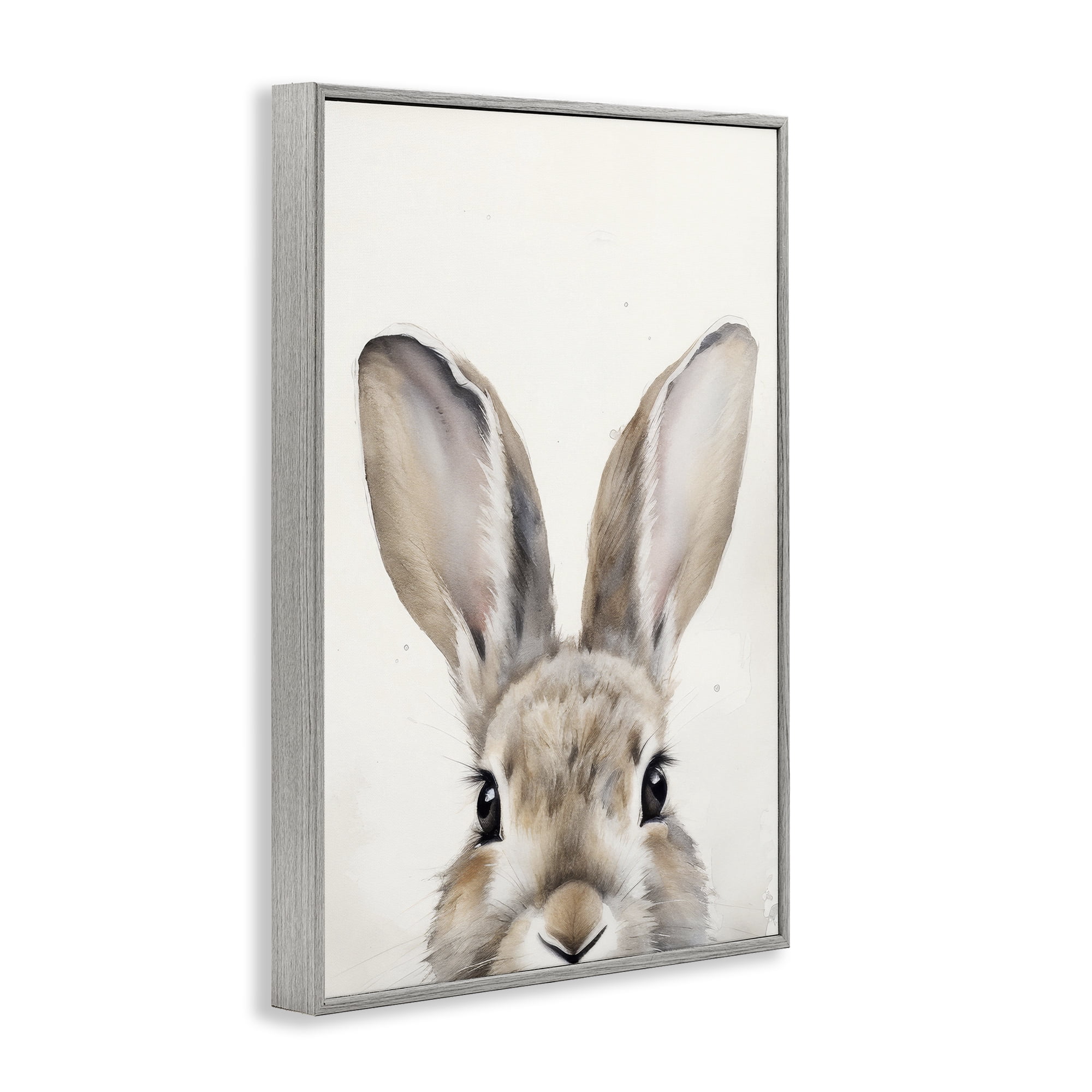 Stupell Industries Peeking Rabbit Eyes Animals & Insects Painting Gray Framed Art Print Wall Art, 20 x 30