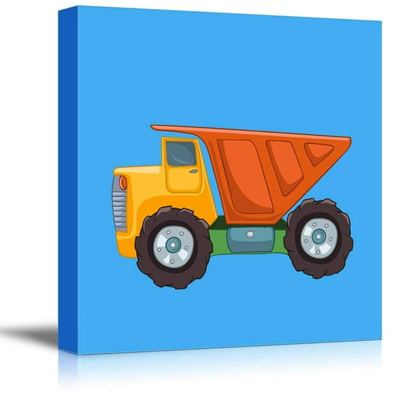 wall26 - Square Canvas Wall Art - Toy Truck - Kid's Room/Nursery Wall Art Vibrant Color & Ready to Hang - 16x16 inches