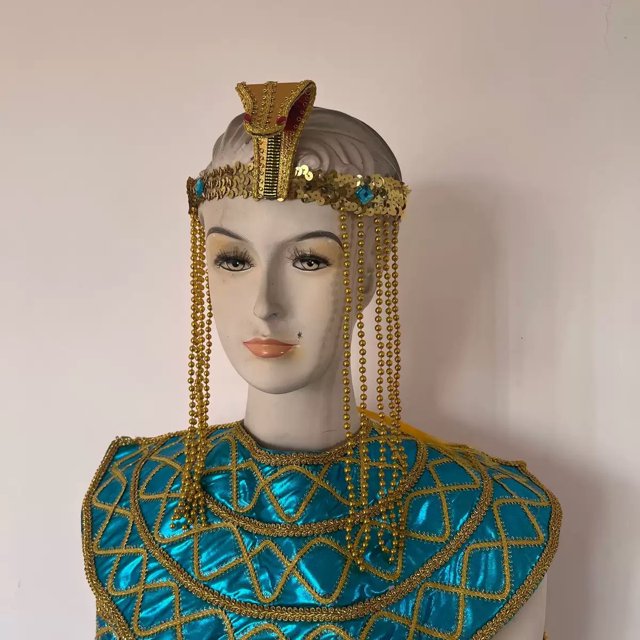 Tocado de cobra egipcia para Halloween, accesorios para disfraces egipcios para mujer, diadema con cuentas doradas, accesorios para el cabello con lentejuelas de faraón