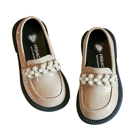Ytdscs Toddle Girl s School Uniform Leather Shoes Flat Little Girl Soft Bottom Dress Shoes Kids Spring Fall Casual Princess Shoes Size 1-13M