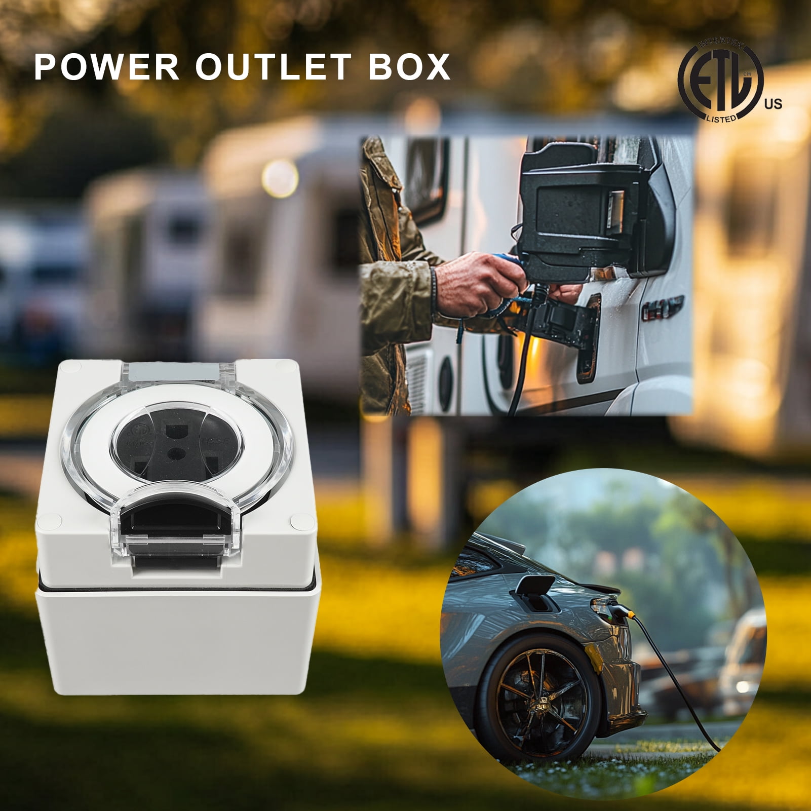 HIITlO 14-30R RV/EV Power Outlet Box. NEMA 14-30R Power OutletBox, 30Amps 125/250Volt Receptacle, Weatherproof Outdoor Electrical Power Box for Campers/Trailers - ETL Listed (14-30R)