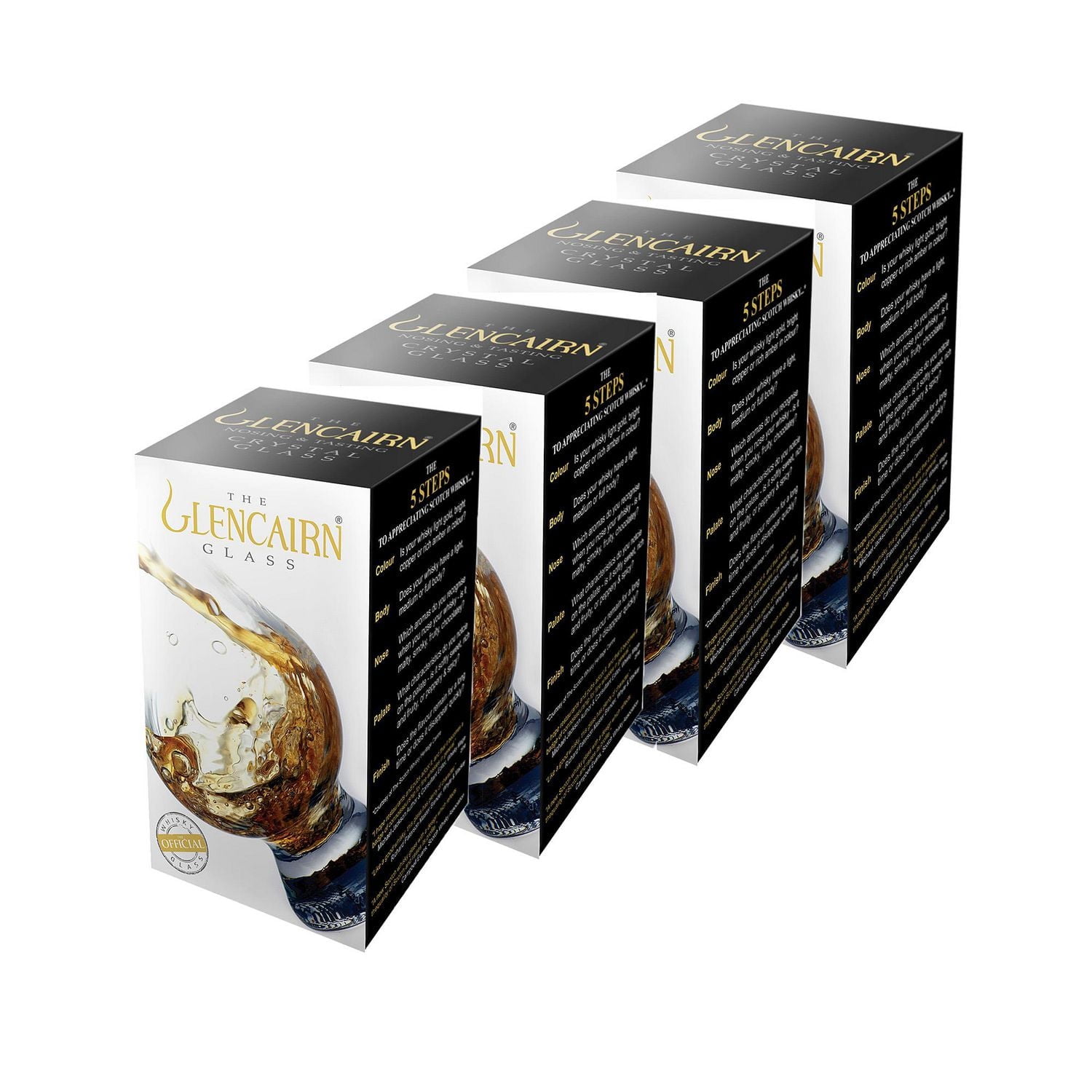 Glencairn Scotch and Whisky Ensemble de 4 verres à pied 200 ml Coffret cadeau