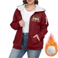 thumbnail image 5 of QIUOMBBP Womens Christmas Hoodies Casual Long Sleeve Zip Up Sweatshirts with Pocket Sherpa Fleece Winter Coats, Red, XXL, 5 of 6