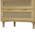 thumbnail image 6 of 31.50"Modern Oak Rattan Cabinet,  3 Drawers Small Storage Dresser, Bedside Table with Wooden Legs for Living Room, Bedroom, Corridor, 6 of 8