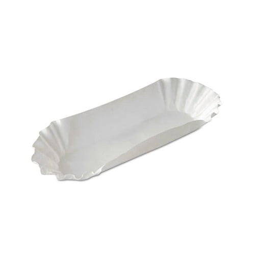 Medium Weight Fluted Hot Dog Trays 8", White, 250/Pack, 12 Packs/Carton
