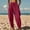 Wine, variant on Fashion Olyvenn Womens Linen Pants Trendy Baggy Elastic Waisted Pants Casual Loose Palazzo Harem Pants with Pockets Blue XXL