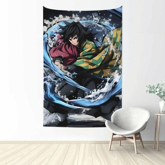 Demon Slayer Giyu Tomioka Tapestry Wall Hanging Home Decoration Wall Blanket Dormitory Living Room Bedroom Backdrop Poster( 60x40inch)