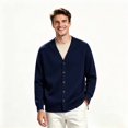 thumbnail image 2 of Men's V Neck Button Knit Cardigan, Long Sleeve Loose Fit Casual Sweater Outwear Tops, Men's Size S-3XL, 2 of 5
