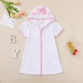 thumbnail image 2 of Curuila Kids Girls Boys Bathrobe Cartoon Prints Hooded Short Sleeve Zip Up Beach Towel Robe Wh1 Size 18-24 Months, 2 of 9