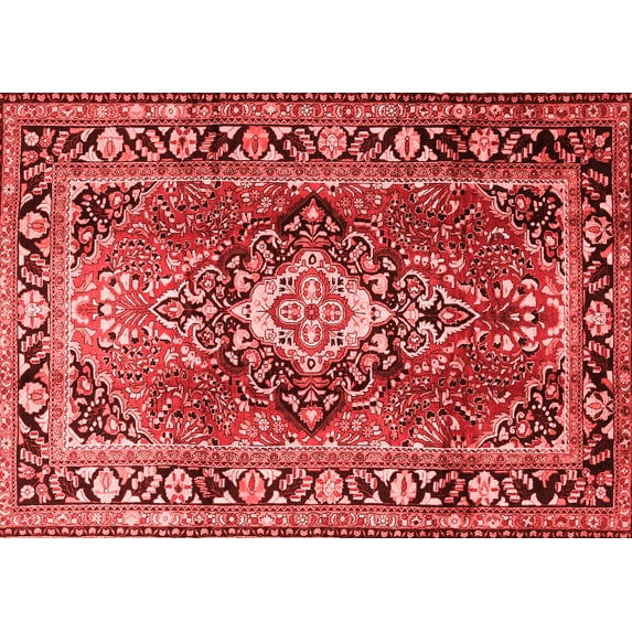 Ahgly Company Indoor Rectangle Medallion Red Traditional Area Rugs, 5' x 7'