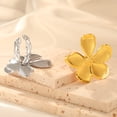 thumbnail image 5 of Big Flower Open Ring Stainless Steel Gold Color Bohemian Flower Ring Elegant Band Ring for Women, 5 of 11
