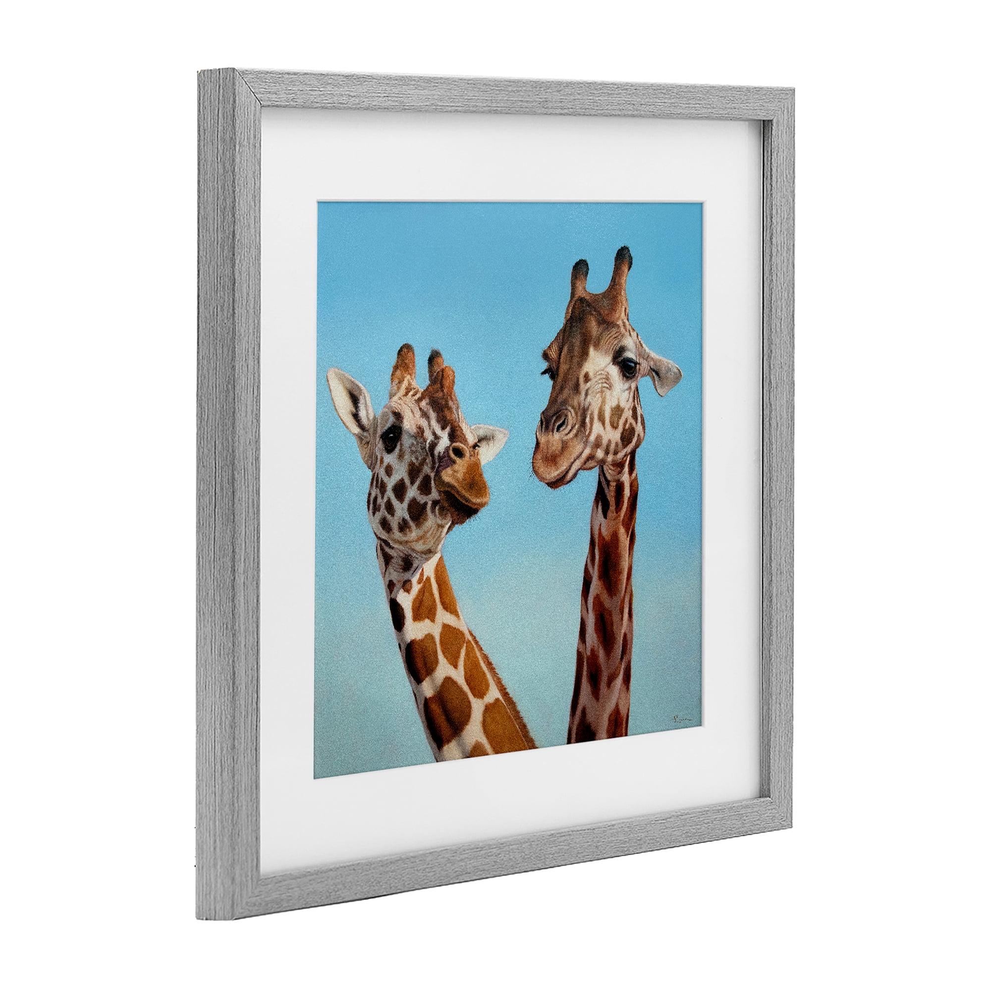 Stupell Industries Romantic Soulmate Giraffes Gray Framed Print Under Glass, design by Lucia Heffernan