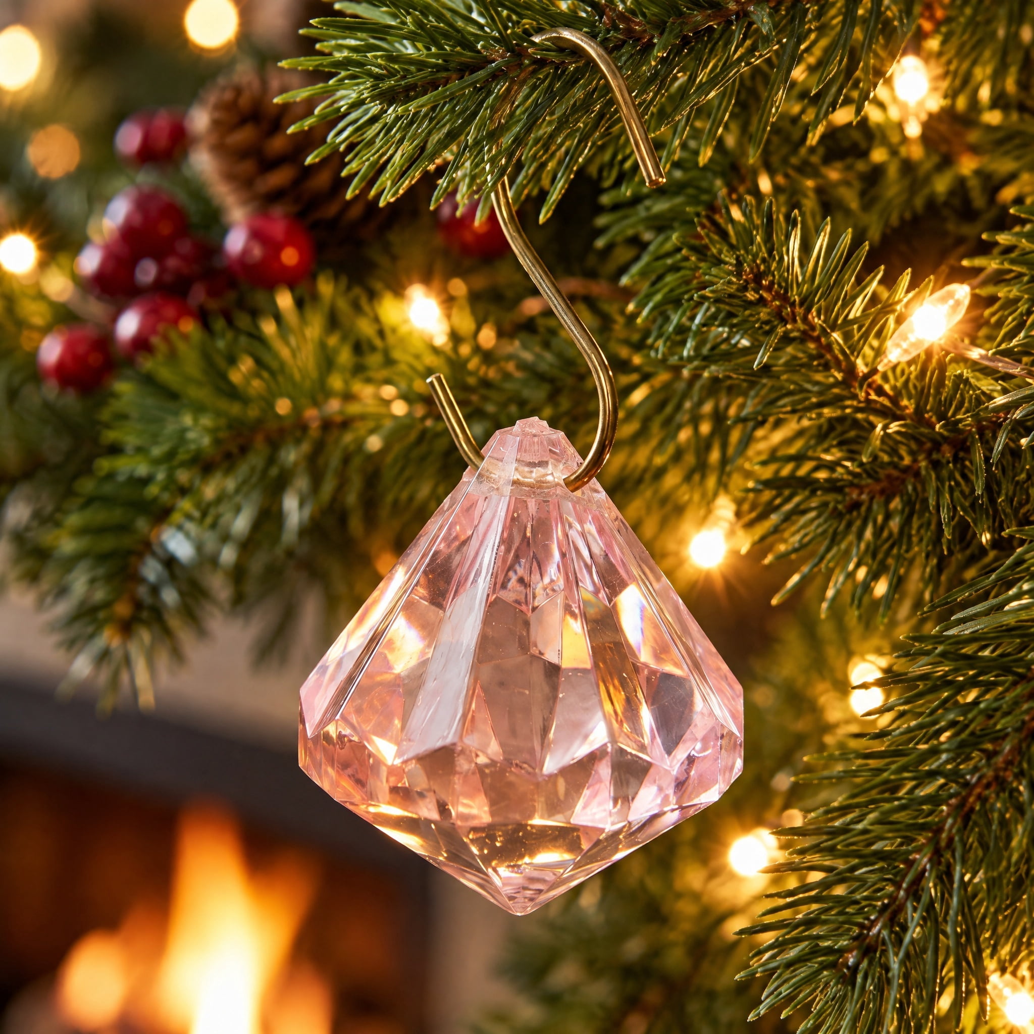 25-Count Pink Gem Mini Christmas Ornaments, 1", by Holiday Time