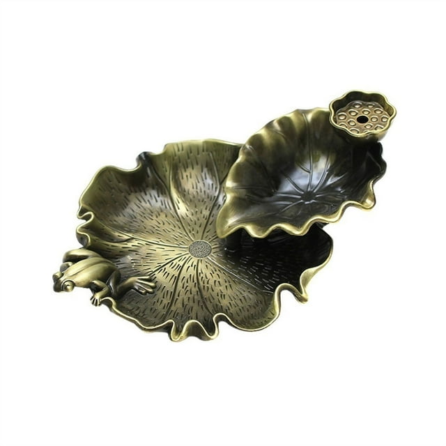 Estufa de incienso de reflujo de Metal Vintage, banco, decoración for ceremonia del té, forma de hoja de loto, quemador de ornamento de meditación Zen