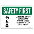 thumbnail image 1 of SignMission OS-SF-A-710-L-10664 Premier Signe de Sécurité de l'Osha de 7 x 10 Po - Blouses de Laboratoire et Chaussures Fermées avec Symbole, 1 of 1