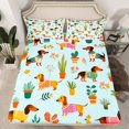 thumbnail image 2 of Cartoon Dachshund Bed Sheets Queen,Watercolor Flower Bedding Set Teens,Kawaii Puppy Flat Fitted Sheet,Cute Pet Dog Paw Print Top Sheet with Deep Pocket,Soft Cozy, 2 of 6