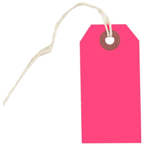 JAM Paper Small Neon Pink Paper Gift Tags, with String 3 1/4 x 1 5/8 x 2 (10 Count)