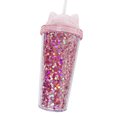 thumbnail image 3 of Seyurigaoka Cute Cat Ear Flash Film Double Layer Cup Custom Cup Creative Plastic Water Cup Straw Cup 420ML, 3 of 5