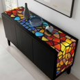 thumbnail image 5 of Blue Red Yellow Table Runner 72 Inches Long, Modern Colored Rainbow Stained Glass Kitchen Coffee Dining Table Decoration for Home Party Birthday Wedding Home Decor 18x72 Inches, 5 of 8