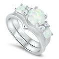 thumbnail image 2 of LaRaso & Co White Opal Engagement Ring Wedding Band Bridal Set Sterling Silver for Women Size 9, 2 of 4