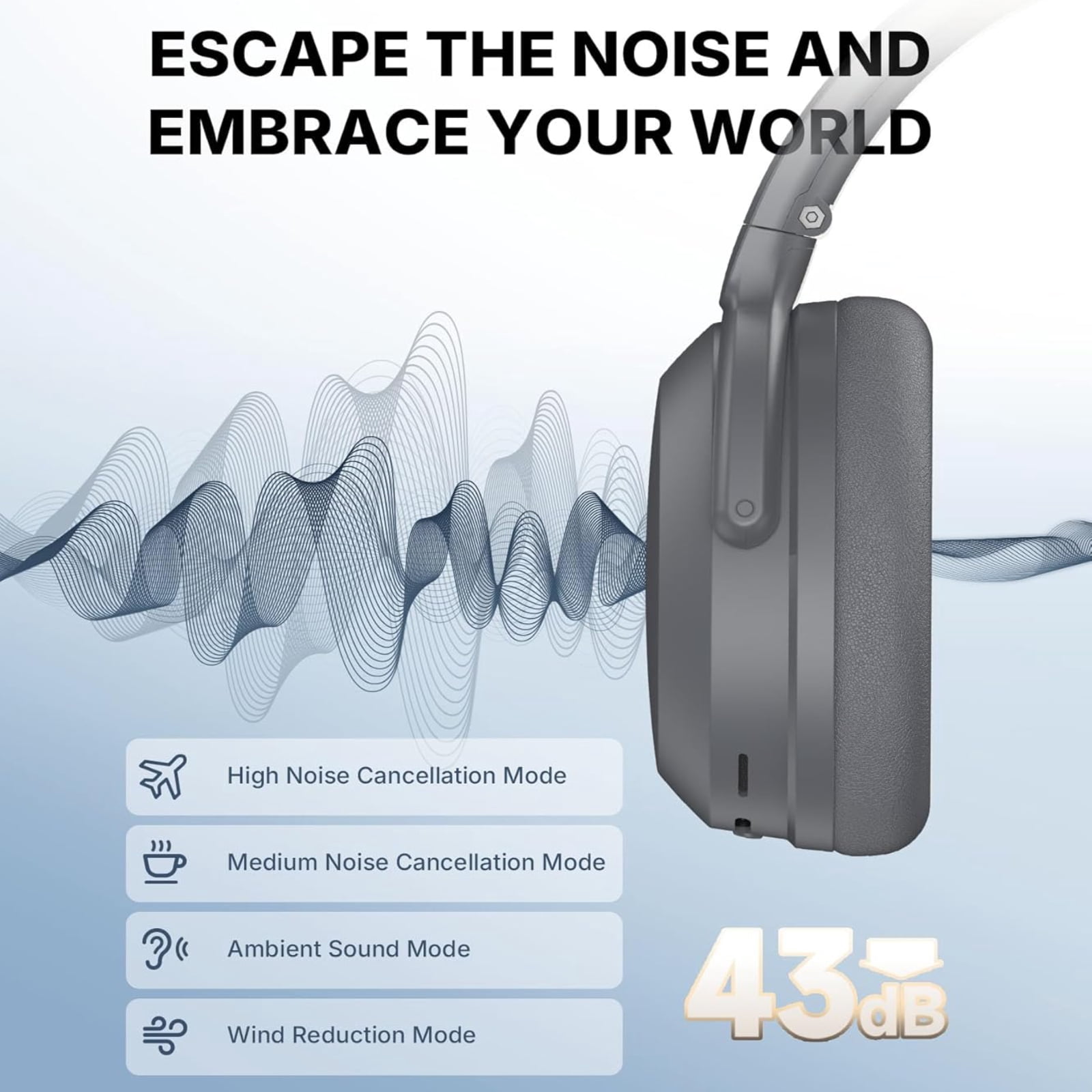 Edifier WH700NB Pro Wireless Over-Ear Headphones with Active Noise Cancellation, Hi-Res Audio, Bluetooth V5.4, Multi-Point Connection, Al Clear Calls, Fast Charging, Foldable - Grey