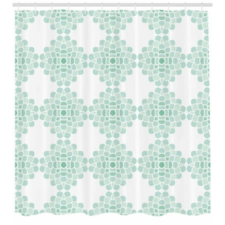 Bold Curtain Fabric Floral Shower Curtain, Abstract Horizontal Lines Geometric Bold Thin Stripes Ocean Themed Illustration, Fabric Bathroom Set with Hooks, Seafoam White, by Ambesonne ()