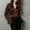 Brown, variant on WRFWUL Womens Satin Long Bell Sleeve Shirts Ruffle Collar Button Down Blouse Elegant Silky Office Work Trendy Solid Top