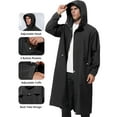 thumbnail image 6 of Busydd Mens Rain Jacket Casual Waterproof Windproof Light Jackets for Men Solid Color Button Long Rain Coats Long Sleeve Hooded Raincoats with Pockets M, 6 of 9