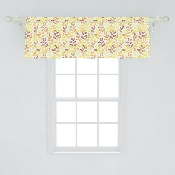 Ambesonne Summer Orange Window Valance, Repetitive Detailed Nature Leaves Sketch on Plain Backdrop, Curtain Valance for Kitchen Bedroom Decor with Rod Pocket, 54" X 18", Paprika Orange