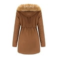 thumbnail image 3 of Moda casual mujer invierno sólido con capucha cordón cintura cremallera acolchado abrigo blusa Fridja  hkj83, 3 of 3