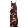 thumbnail image 3 of Fgvctg Womens Mardi Gras Jumpsuits Sleeveless Carnival Party Spaghetti Straps Overall Comfy Wide Leg Pant Mask Print Bib Overalls Rompers Sprimg Pant With Pockets Light Purple XXL, 3 of 6