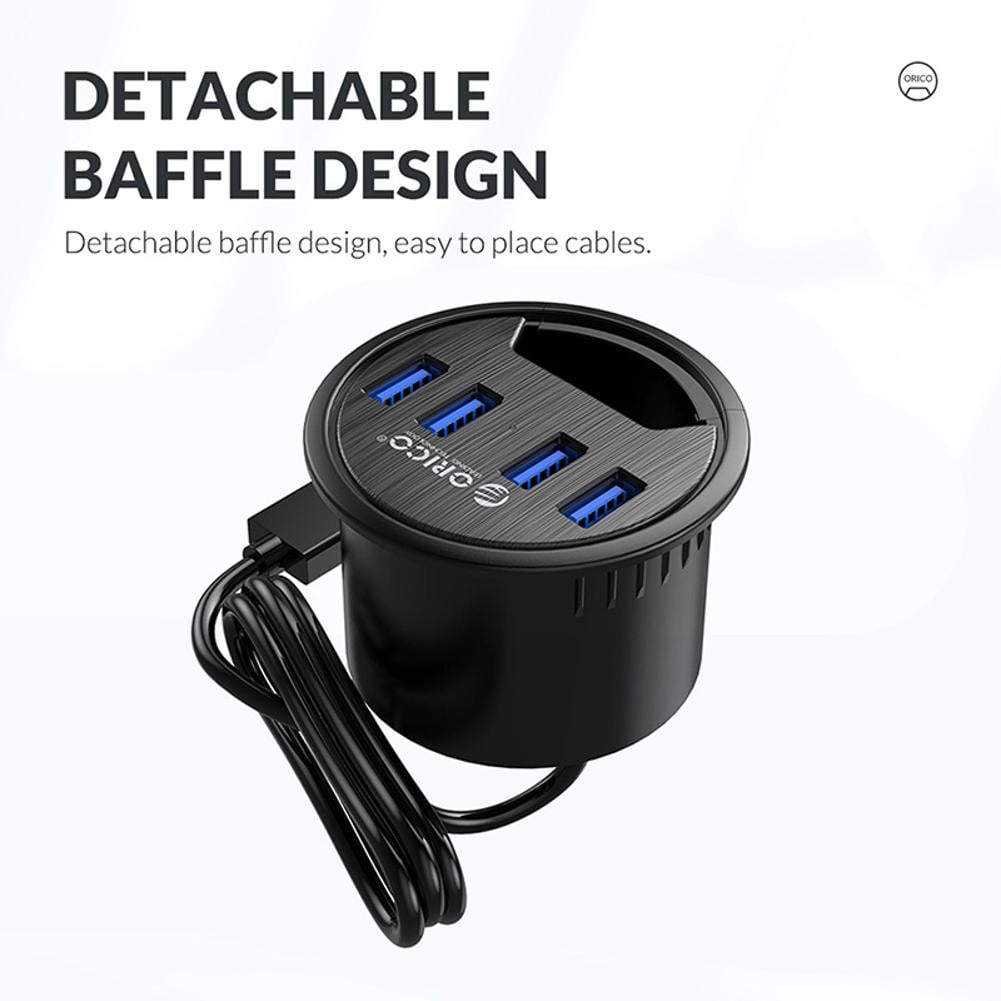 High-Speed USB 3.0 Hub for Computer Accessories 4 Ports, Black ABS Design for Office and Home Use with 1.5m Cable