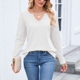 thumbnail image 6 of HLKJKLS Long Sleeve Shirts For Women V Neck Long Sleeve Loose T Shirt Polyester Autumn Winter Fashionable Casual White S-Xxl, 6 of 9