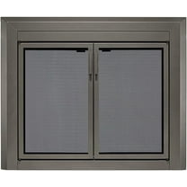 UniFlame Logan Small Masonry Fireplaces Doors, Steel Frame with Smoke Tempered Glass, Gunmetal, Small