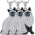 thumbnail image 2 of Dijes de gatos CatNeck07 3Pzas Siamese Plata/Negro Metal Cadena y Dije., 2 of 2