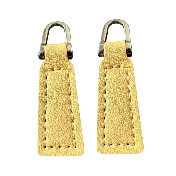 balikha 2x Zipper Pulls Zip Puller Tag PU Leather Replacement Decorative Zipper Pull Tabs Zip Pulls for Luggage Bag Suitcase Purses Beige Yellow