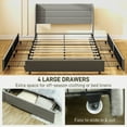 thumbnail image 4 of HOMCOM Queen Bed Frame: Upholstered Platform Bed, Light Gray Linen, Storage Drawers, Wood Slats, Noise-Free, Steel Frame, Easy Assembly, Bedroom Furniture, 4 of 9