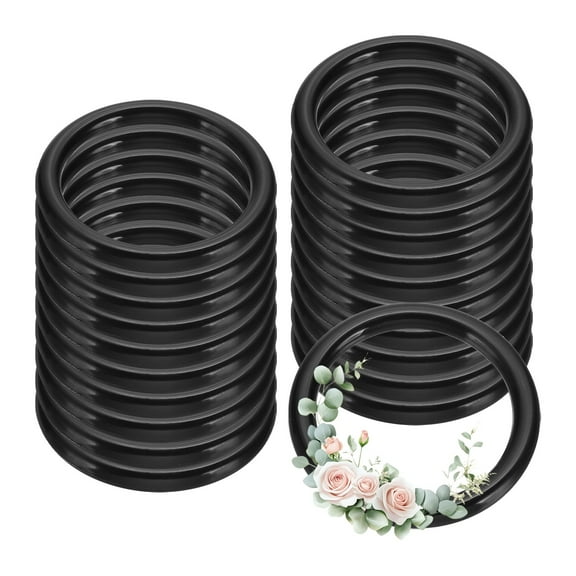 Uxcell 20 Pcs Dream Catcher Rings, 1.5 inch Floral Macrame Plastic O Rings DIY Round Plastic Hoops for Crochet Craft Making Wall Hanging Wedding Wreath Christmas, Black