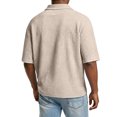 thumbnail image 5 of Hogleaql Mens 1/4 Zipper T Shirts Soft Short Sleeve Collared Retro Pullover Dressy Relaxed Fit Loose Pullover Tops Beige 4XL, 5 of 5