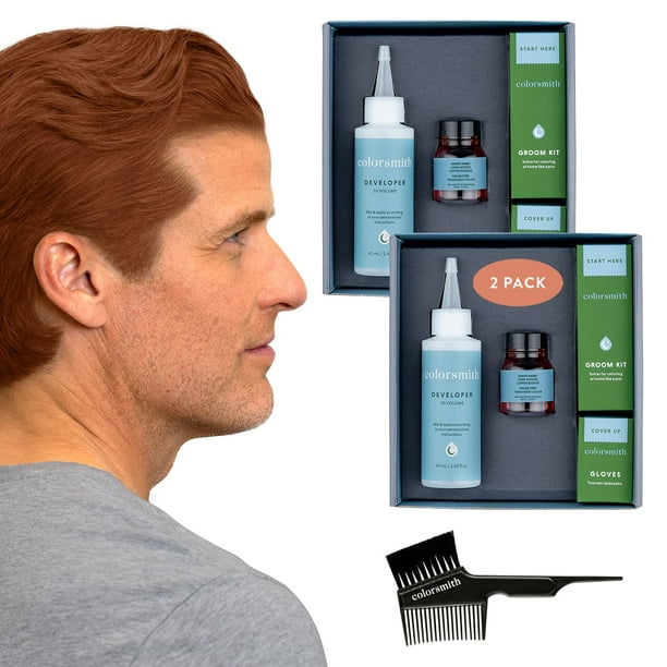 Colorsmith Color de cabello y barba para completa de canas, paquete de 2 - Rubio cobrizo intenso oscuro - Kit completo de tinte para barba y cabello para hombre en casa sin amoníaco Color de cabello