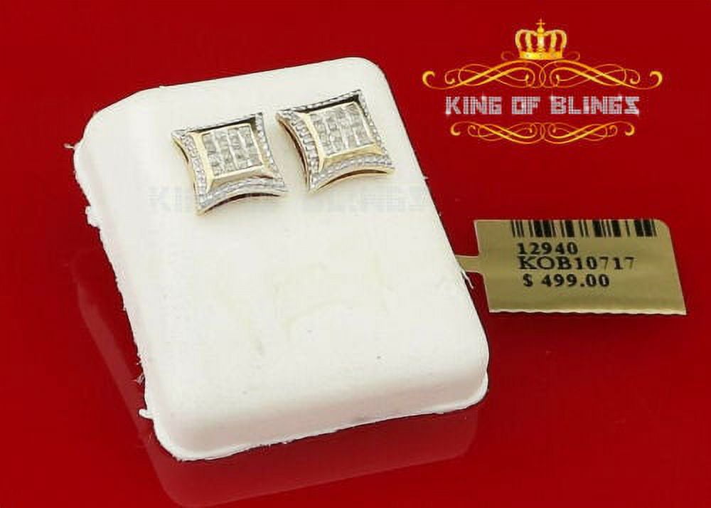 King of Bling's Aretes Para Hombre 925 Yellow Silver 0.25ct Diamond Men's Stud Kite Earrings