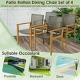 thumbnail image 5 of Spaco Set of 4 Outdoor Rattan Chair with Sturdy Acacia Wood Frame, 4 Pieces Cozy and Sturdy Chairs with Adjustable Footpads, Rattan Chair for Outdoor as Garden, Patio, Brown, 5 of 6