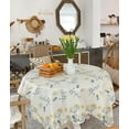 thumbnail image 4 of Square/Round Tablecloth 60x60inch,Vintage Floral Plant,Vinyl Table Covers Waterproof Oilcloth Table Cloth Linens, Decorative Farmhouse Tablecloths for Outdoor Dining Wedding Party Camping, Yellow Gray, 4 of 6