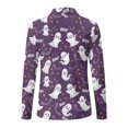 thumbnail image 5 of Xoenoiee Ghost Bat Star Print Womens Long Sleeve Polo Golf Shirts Halloween V Neck Tops Loose Fit Collared Tops Not Clingy Stretchy Business Casual Summer Fall Clothing Office Outfits, Size 2XL, 5 of 7