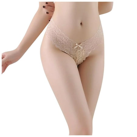 

EHTMSAK Womens Sexy G-String Thongs T-Back Lace Panties Tangas Stretch Low Rise Underwear Complexion S