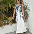 thumbnail image 6 of Watercolor Floral Dress Summer Street Style Bohemia Long Dresses Female Sleeveless Printed Maxi Dress, 6 of 9