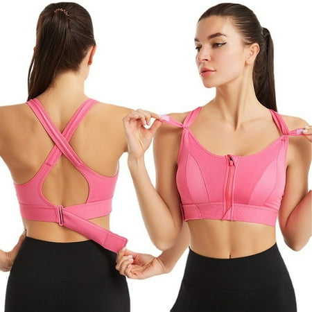 

Foraging dimple Women s Fashion Casual Solid Color Shoulder Underwear Nipple Comfortable Bra Hot Pink